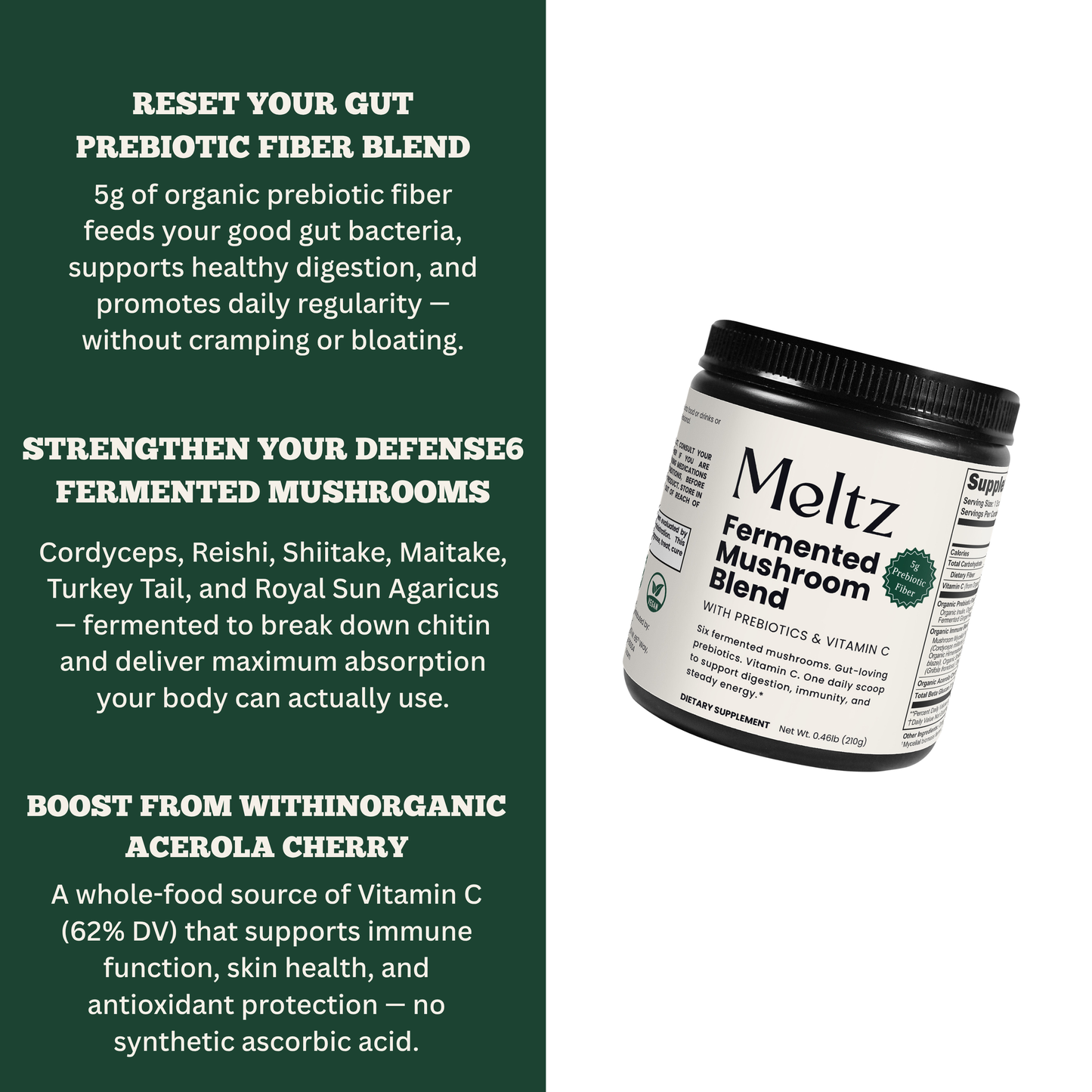 Meltz Fermented Mushroom Blend — Daily Gut, Immunity & Energy Support