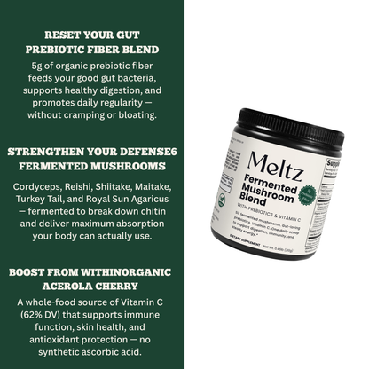 Meltz Fermented Mushroom Blend — Daily Gut, Immunity & Energy Support